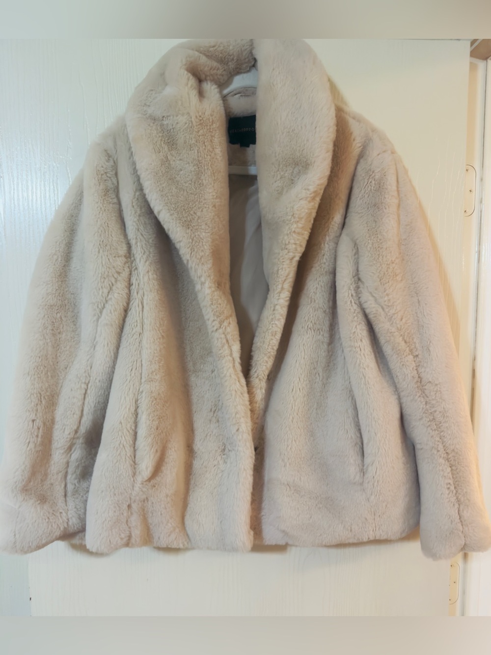 Plush Faux Fur Cream Jacket - Women's Coat
